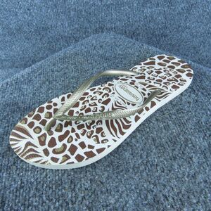 havaianas Slim Men Flip Flop Sandals Size 9 Medium Silver Synthetic Slip On‎